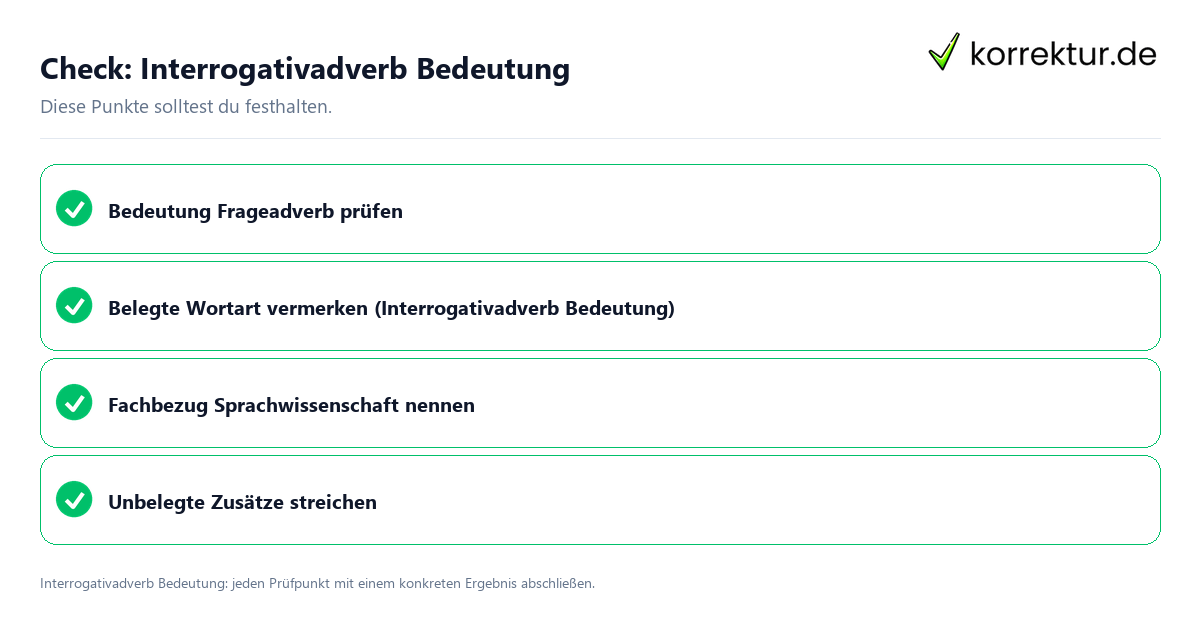 Interrogativadverb Bedeutung mit einer themenspezifischen Checkliste