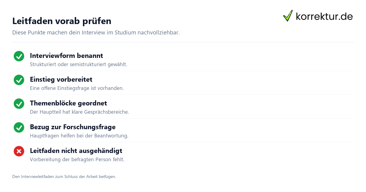 Leitfaden vorab prüfen Interviewleitfaden verständlich erklärt: Checkliste für die Anwendung