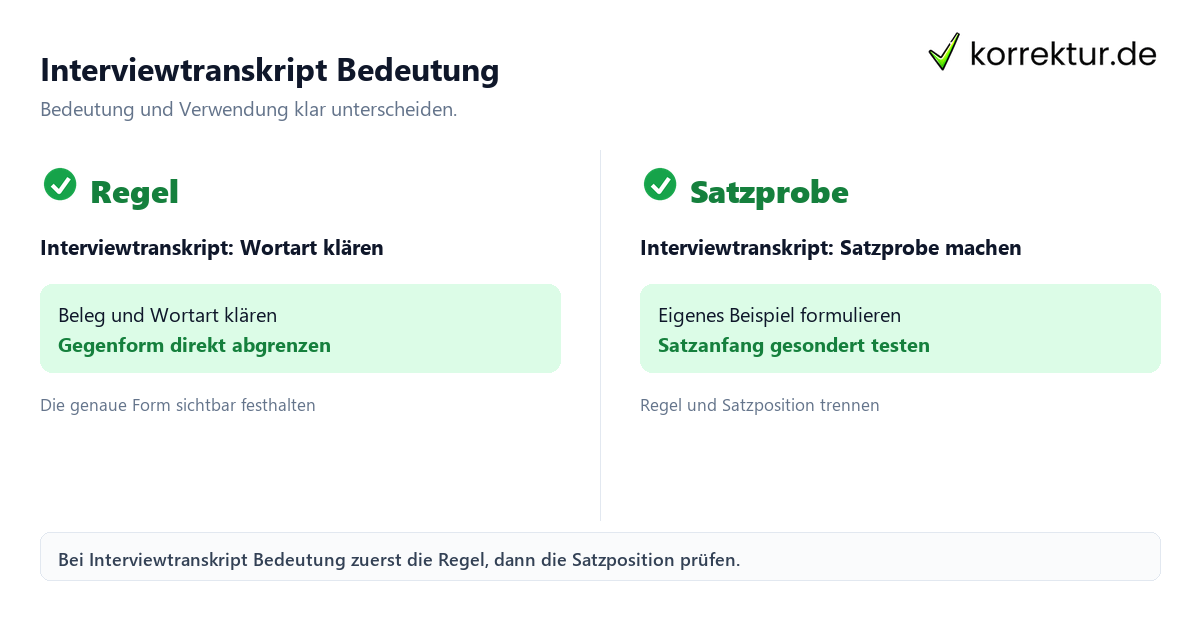 Interviewtranskript Bedeutung mit Bedeutung und passender Verwendung im Vergleich