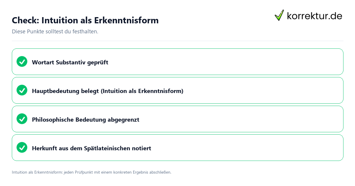 Intuition als Erkenntnisform mit einer themenspezifischen Checkliste