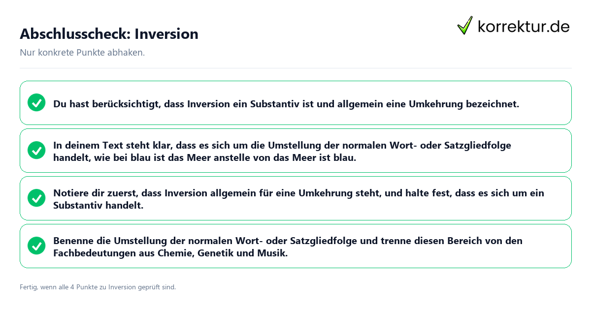 Konkreter Abschlusscheck zu Inversion