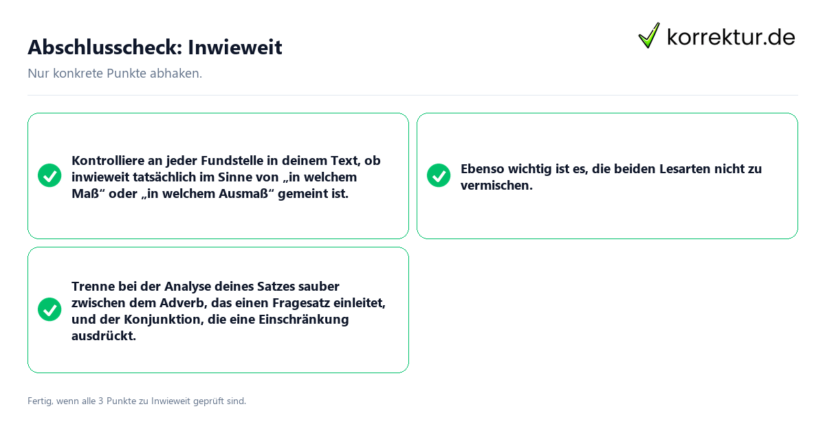 Konkreter Abschlusscheck zu Inwieweit