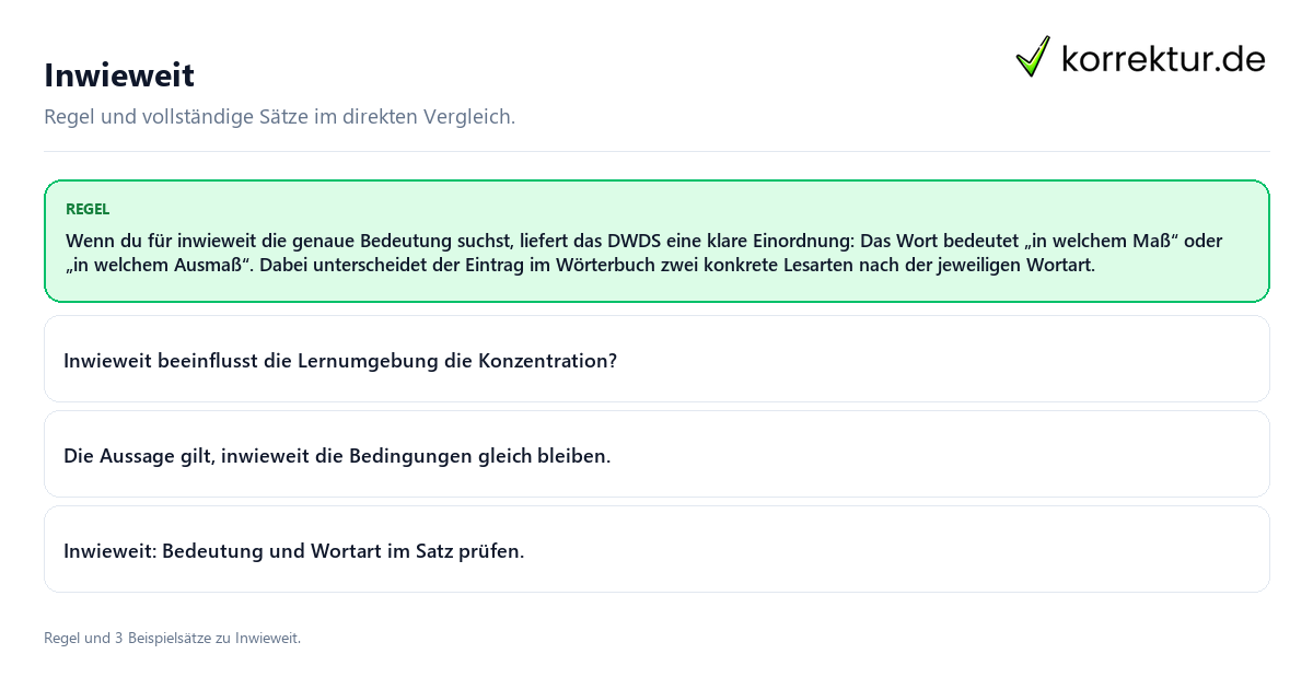 Konkrete Regel und vollständige Beispielsätze zu Inwieweit