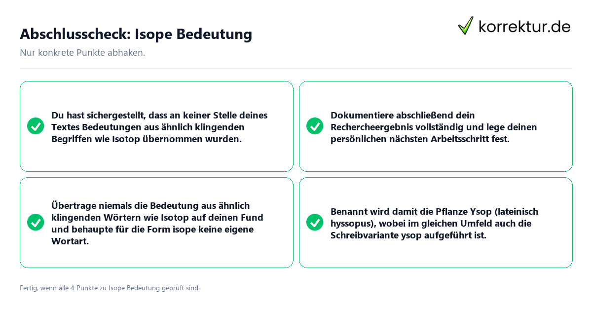 Konkreter Abschlusscheck zu Isope Bedeutung