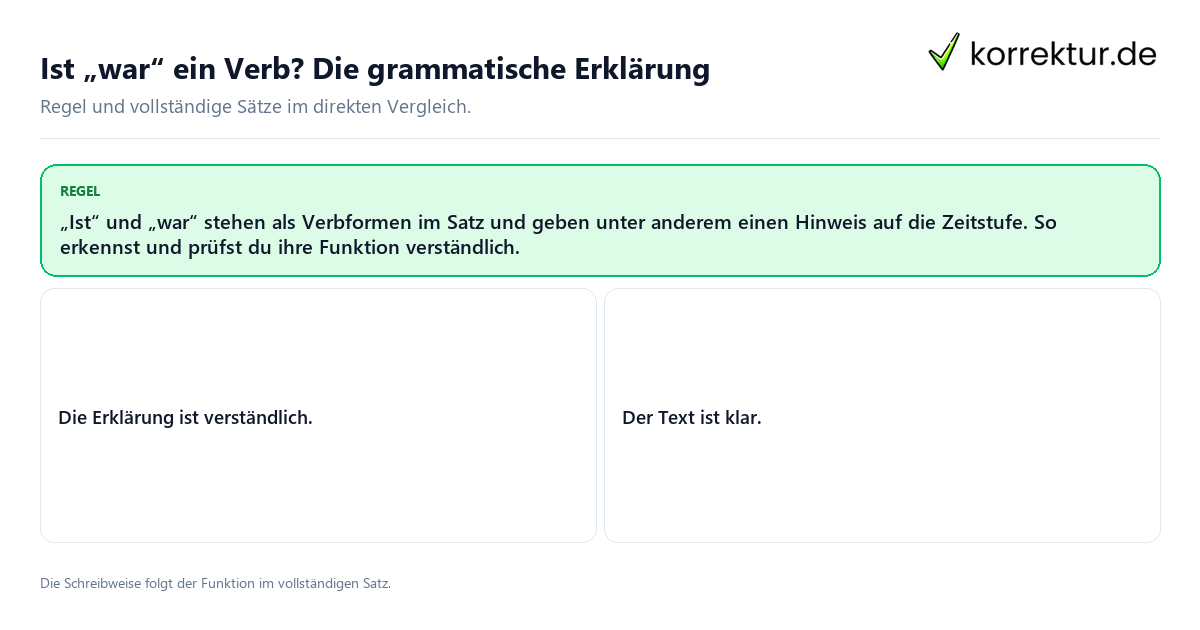 Ist „war“ ein Verb? Die grammatische Erklärung Konkrete Regel und vollständige Beispielsätze zu Ist „war“ ein Verb? Die grammatische Erklärung