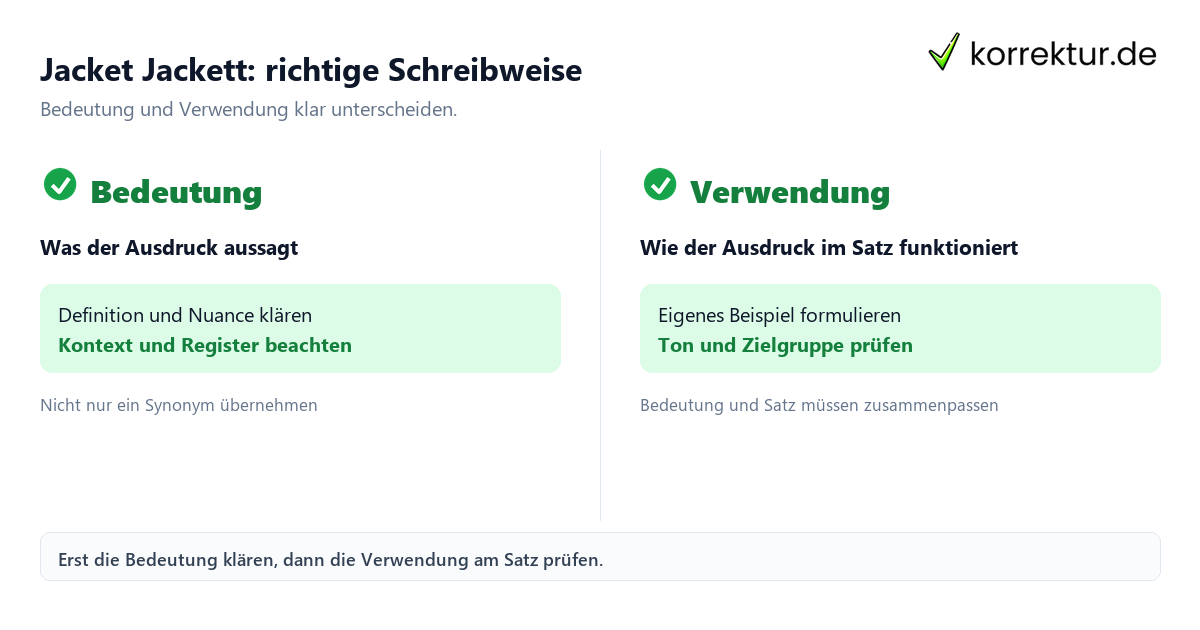 Jacket Jackett: richtige Schreibweise mit Bedeutung und passender Verwendung im Vergleich