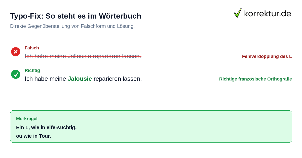 Rotstiftkorrektur der Schreibweise Jalousie
