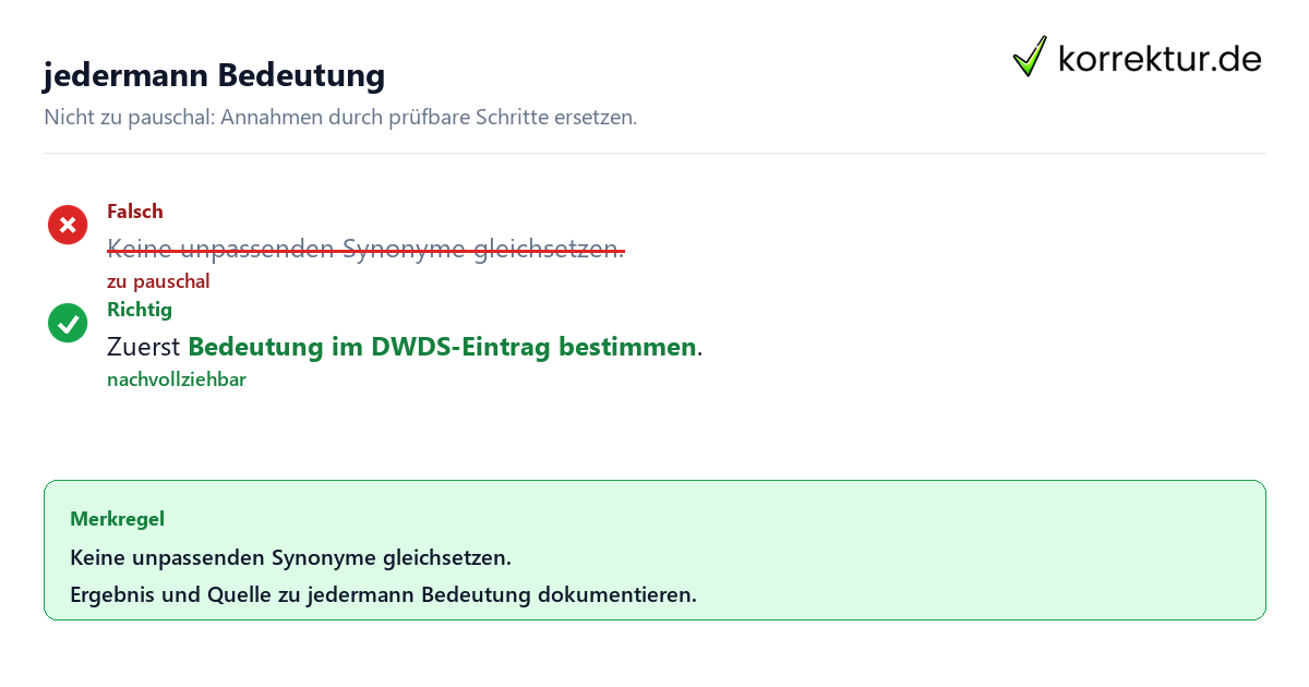 Ungeeignete und belastbare Vorgehensweise bei jedermann Bedeutung