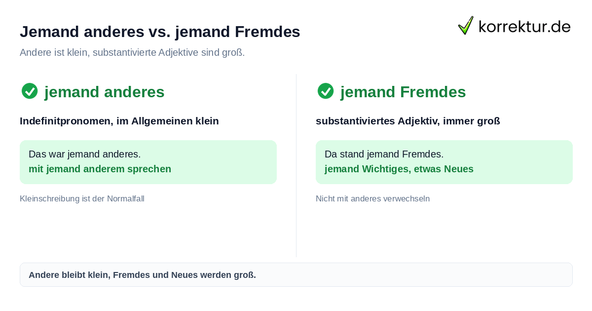 Jemand anderes groß oder klein: Vergleich mit jemand Fremdes