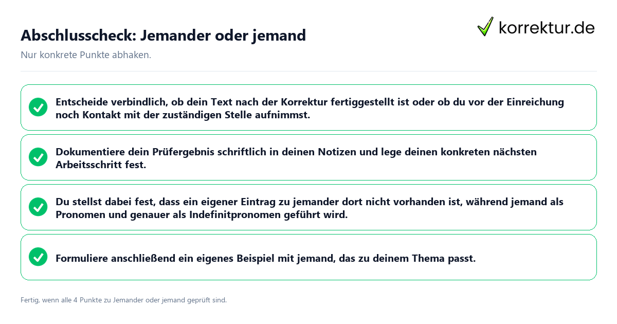 Abschlusscheck: Jemander oder jemand Konkreter Abschlusscheck zu Jemander oder jemand