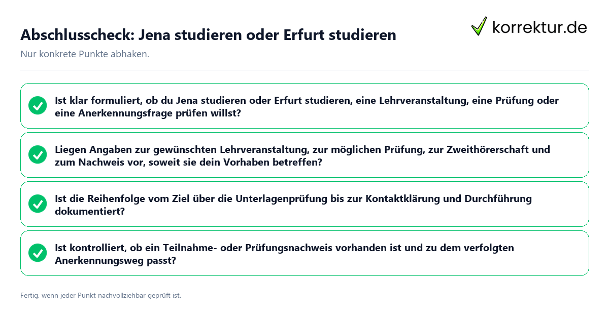 Konkreter Abschlusscheck zu Jena studieren oder Erfurt studieren