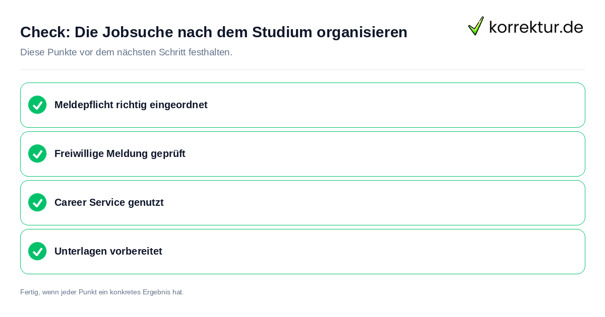 Die Jobsuche nach dem Studium organisieren: Prüfliste mit vier Punkten