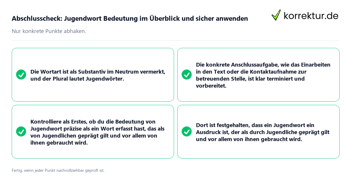 Konkreter Abschlusscheck zu Jugendwort Bedeutung im Überblick und sicher anwenden