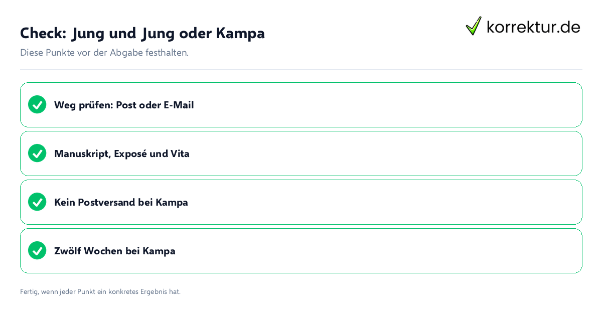 Check: Jung und Jung oder Kampa Jung und Jung oder Kampa: Prüfliste mit vier Punkten