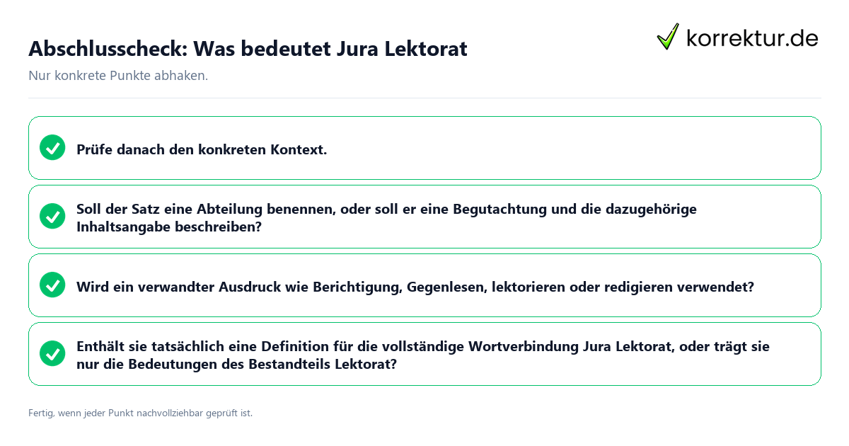 Abschlusscheck: Was bedeutet Jura Lektorat Konkreter Abschlusscheck zu Was bedeutet Jura Lektorat