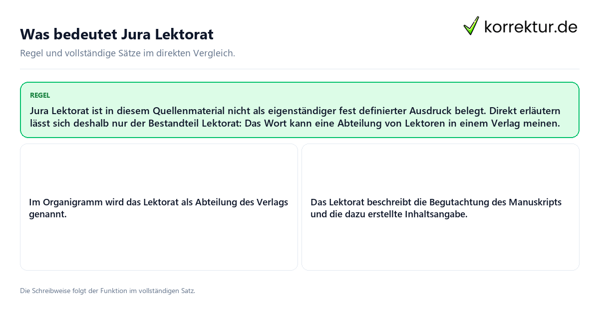 Was bedeutet Jura Lektorat Konkrete Regel und vollständige Beispielsätze zu Was bedeutet Jura Lektorat
