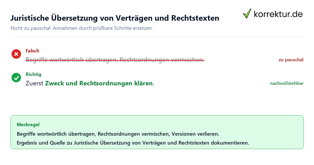 Ungeeignete und belastbare Vorgehensweise bei Juristische Übersetzung von Verträgen und Rechtstexten