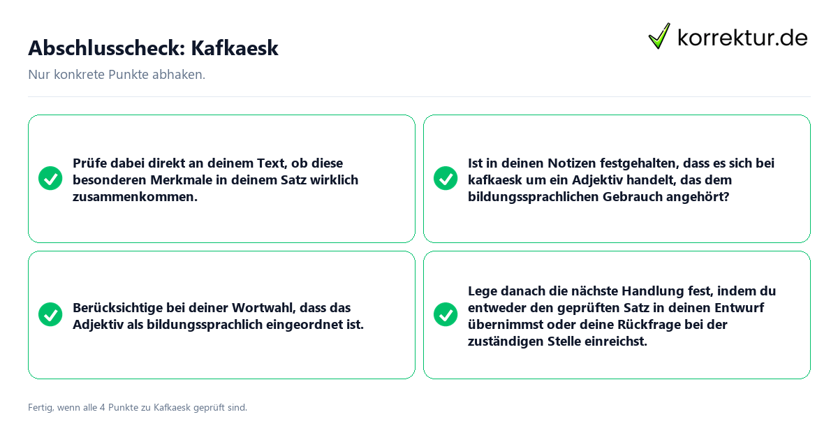 Konkreter Abschlusscheck zu Kafkaesk