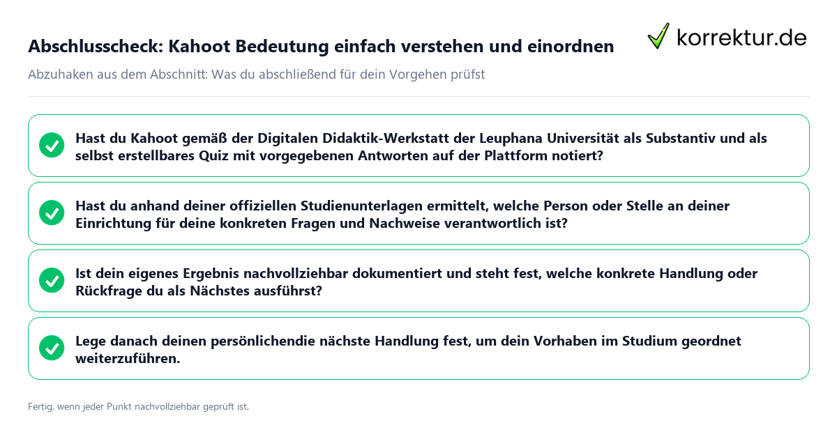 Konkreter Abschlusscheck zu Kahoot Bedeutung einfach verstehen und einordnen
