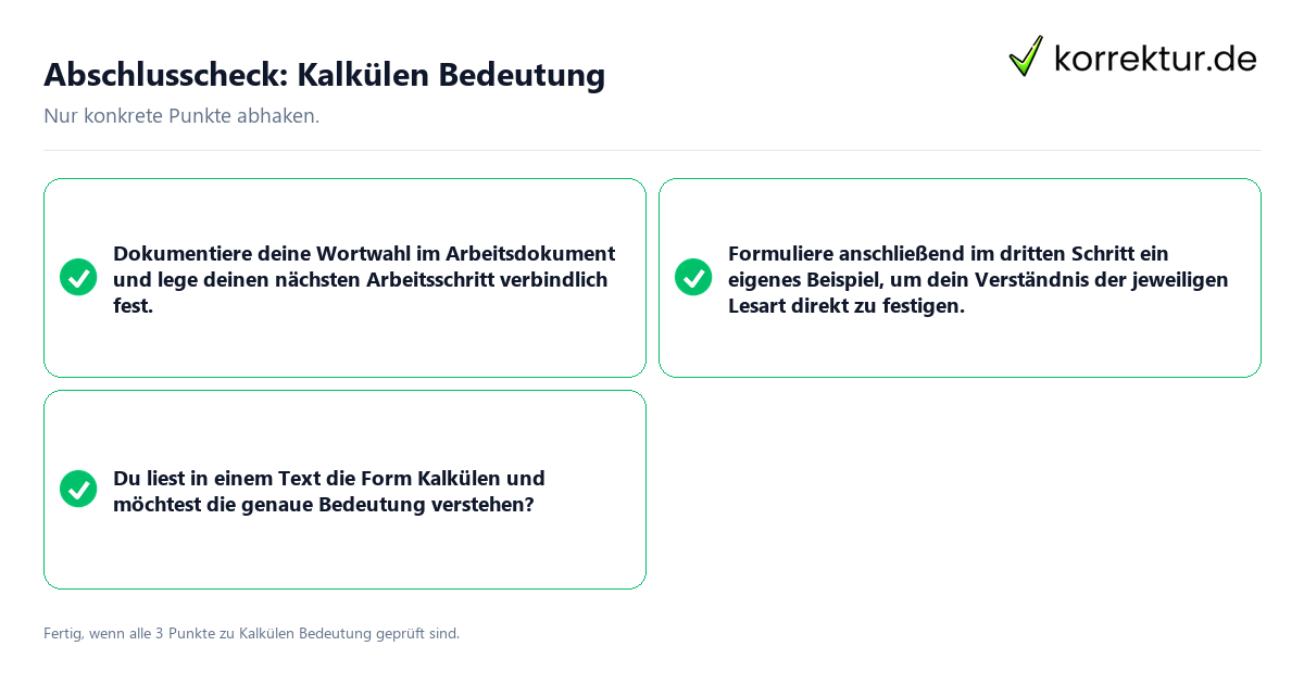 Konkreter Abschlusscheck zu Kalkülen Bedeutung