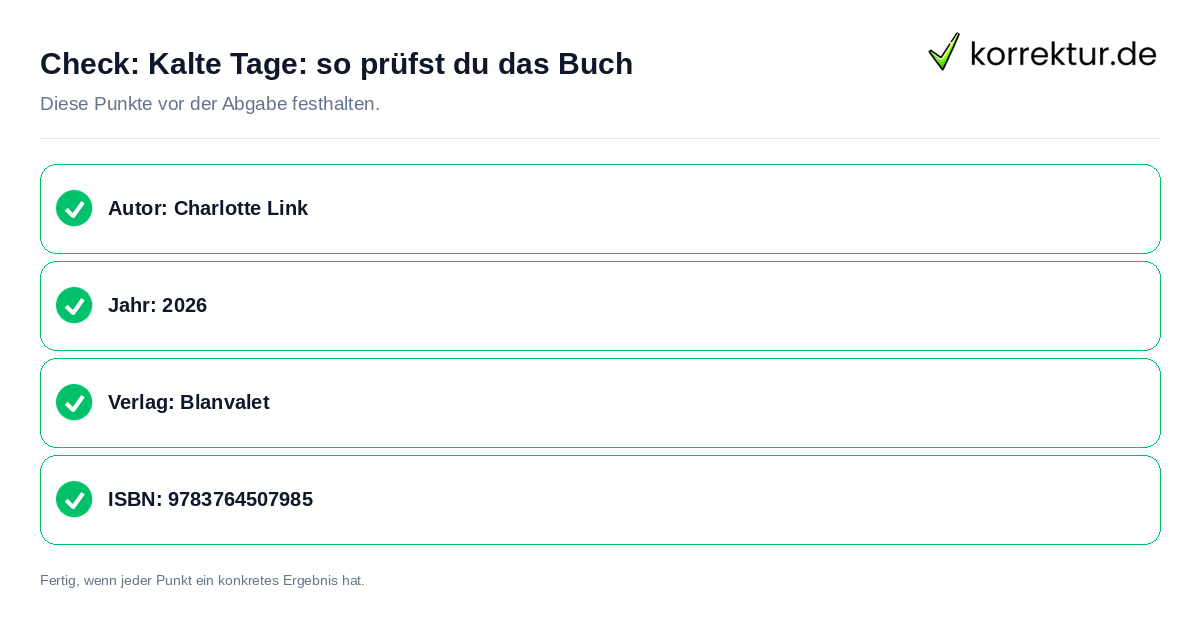 Check: Kalte Tage: so prüfst du das Buch Kalte Tage: so prüfst du das Buch: Prüfliste mit vier Punkten