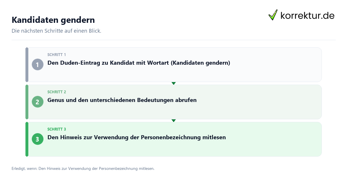 Kandidaten gendern mit einem Ablauf aus Prüfung, Kontakt und Dokumentation