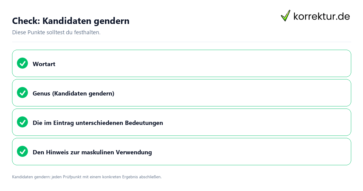 Kandidaten gendern mit einer themenspezifischen Checkliste