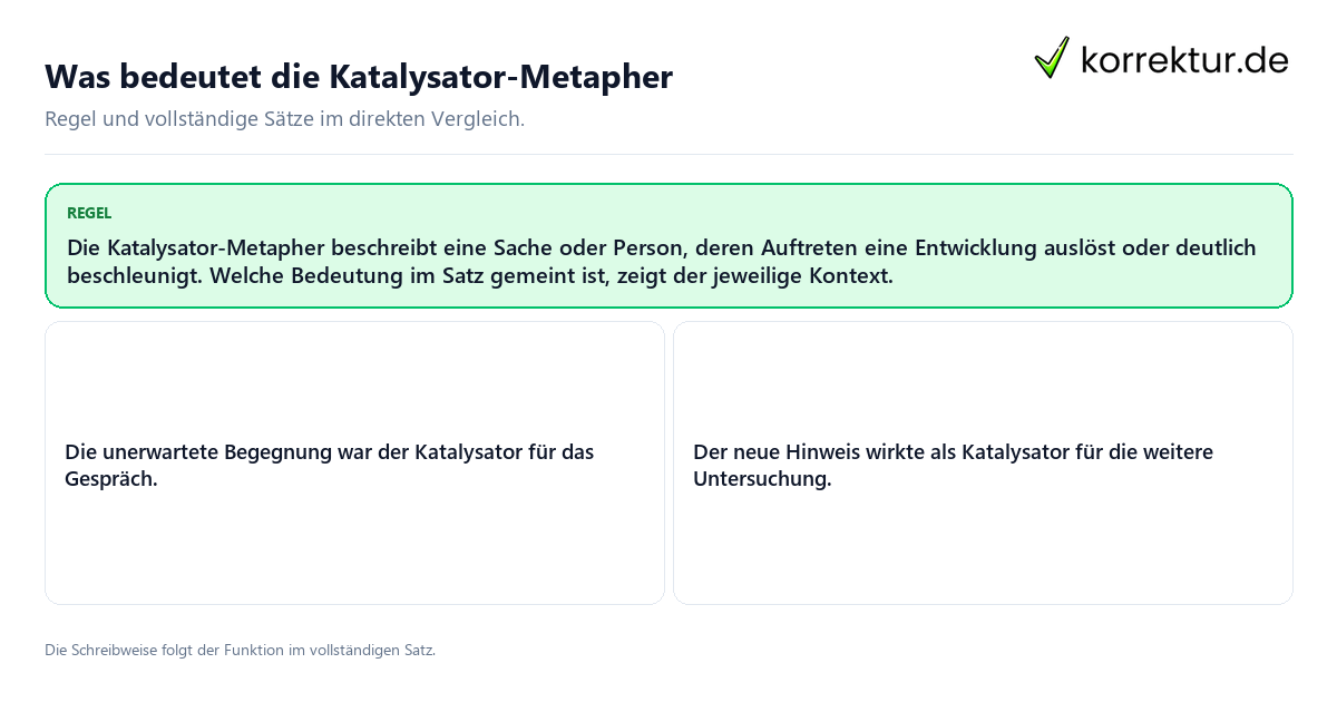 Was bedeutet die Katalysator-Metapher Konkrete Regel und vollständige Beispielsätze zu Was bedeutet die Katalysator-Metapher
