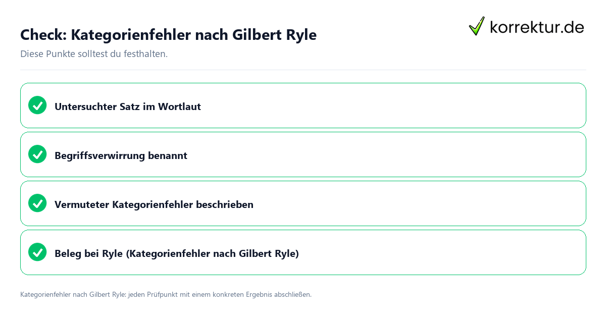 Kategorienfehler nach Gilbert Ryle mit einer themenspezifischen Checkliste