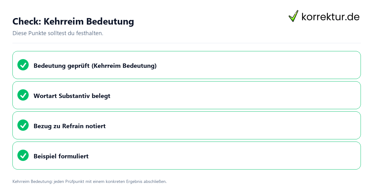 Check: Kehrreim Bedeutung Kehrreim Bedeutung mit einer themenspezifischen Checkliste