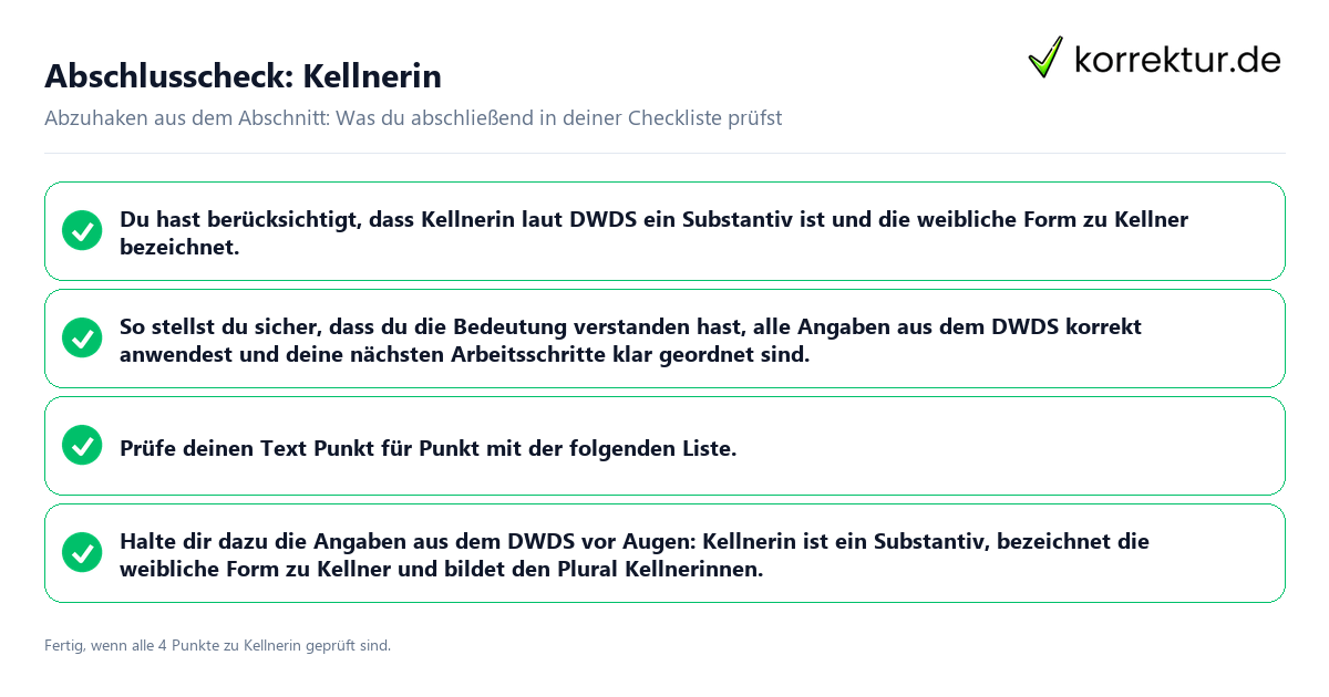 Konkreter Abschlusscheck zu Kellnerin