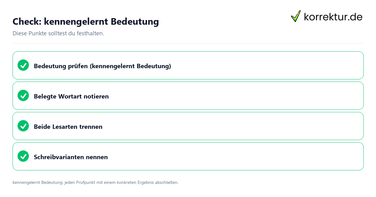 Kennengelernt Bedeutung mit einer themenspezifischen Checkliste