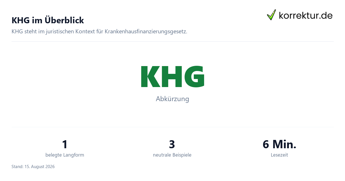 KHG im Überblick Was bedeutet die Abkürzung Khg? KHG erklärt