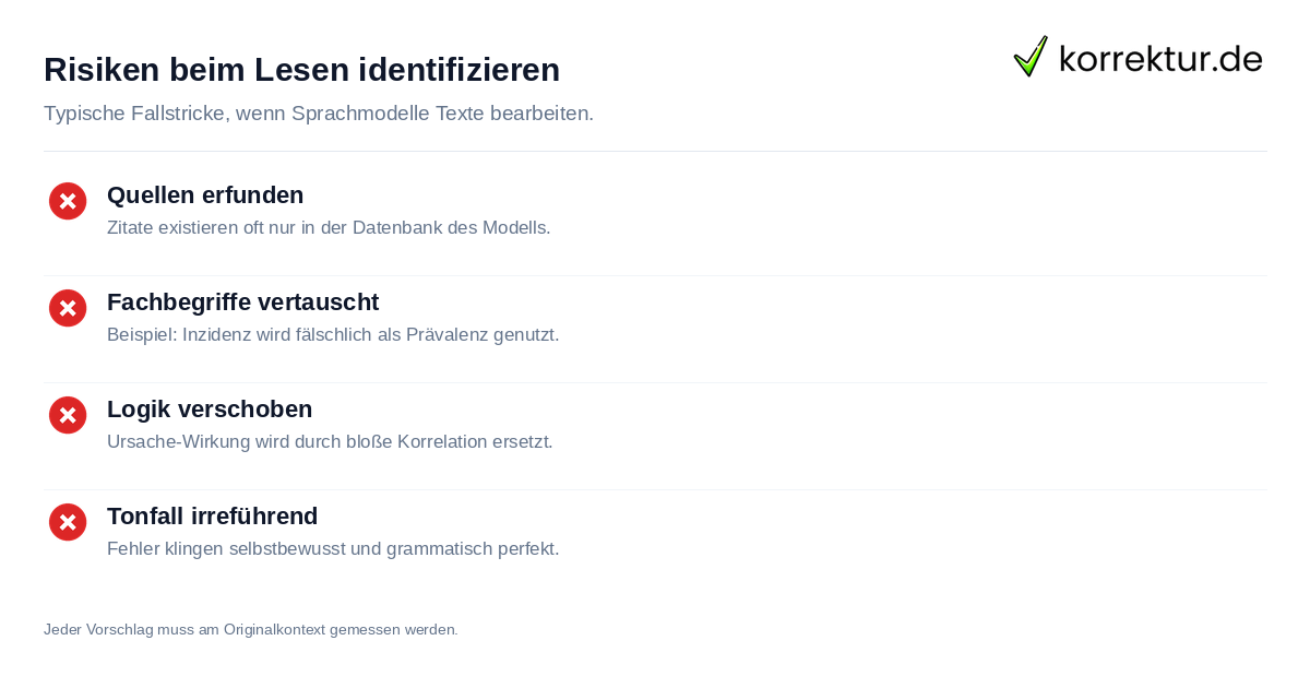 Checkliste für KI-Halluzinationen bei Korrekturen vermeiden