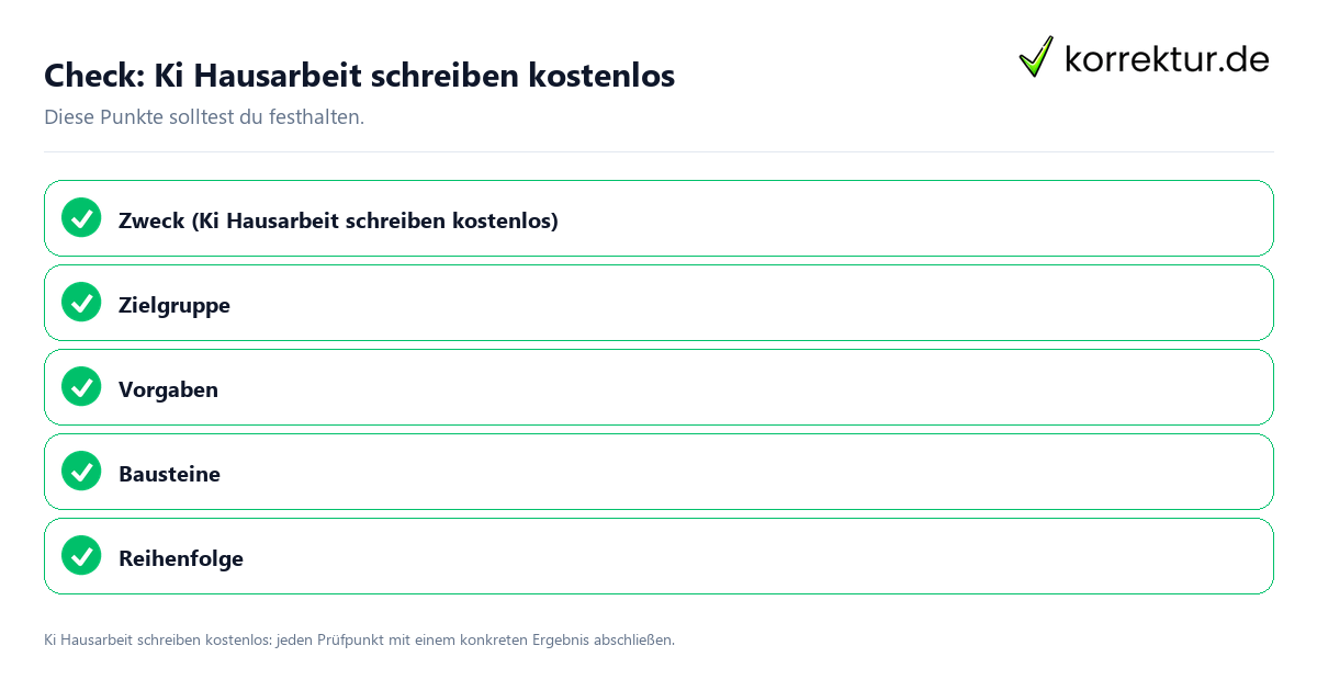 Ki Hausarbeit schreiben kostenlos mit einer themenspezifischen Checkliste