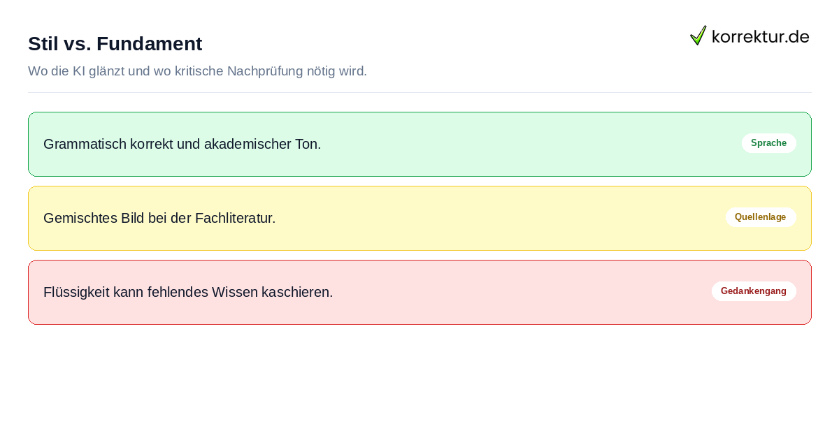 Stil vs. Fundament Passagenanalyse: Stärken und Schwächen der KI-geschriebenen Hausarbeit