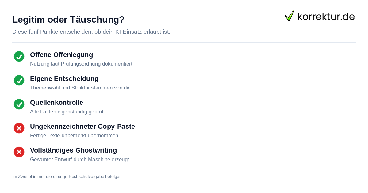 Checkliste Legitimer versus illegaler KI-Einsatz in der Wissenschaft