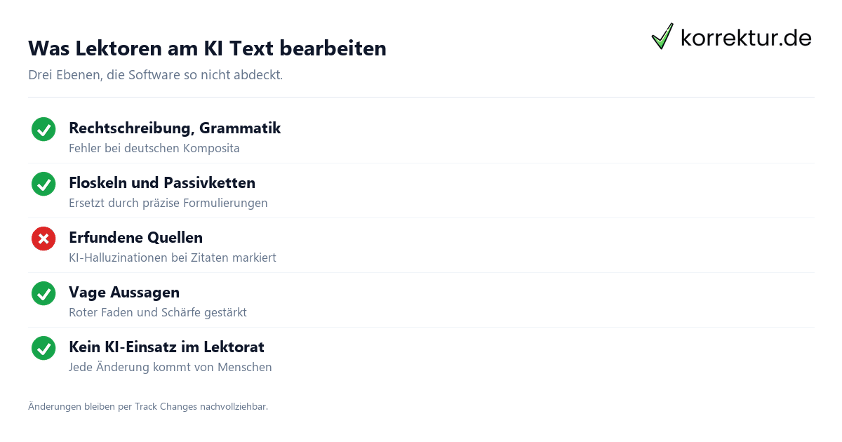 KI Lektorat: typische Schwächen von KI-Texten, die Software nicht findet