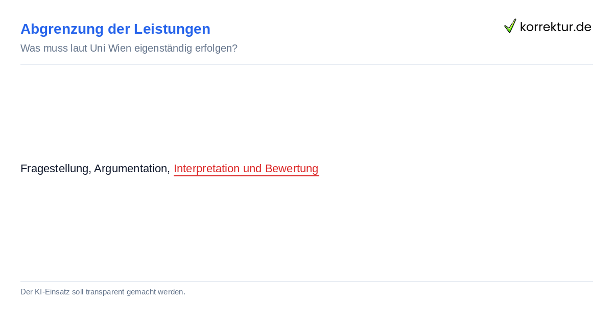 Abgrenzung der Leistungen Eigenleistung vs. KI Unterstützung an deutschen Universitäten