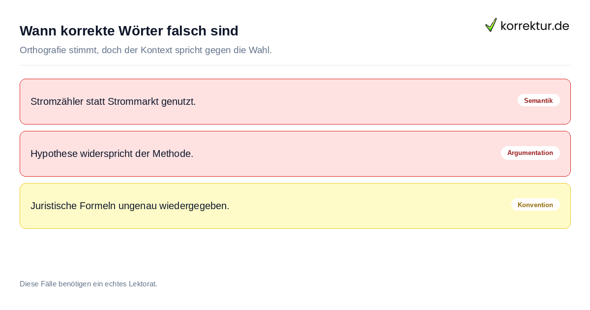 Wann korrekte Wörter falsch sind Beispiele für semantische Fehler, die KI übersieht