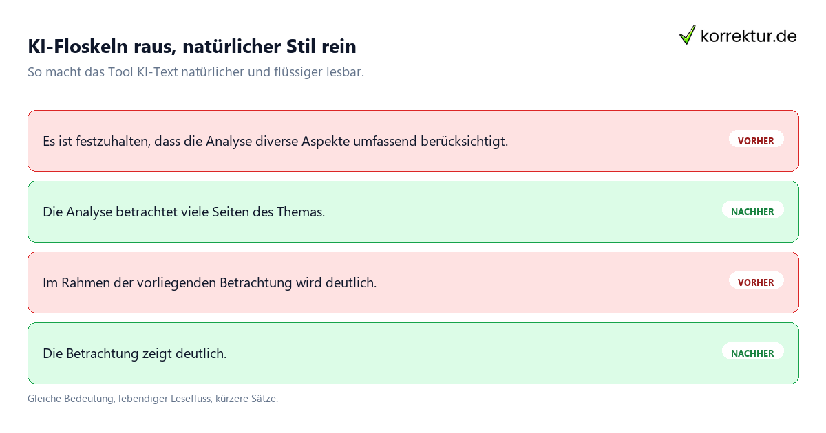 KI-Text natürlicher und flüssiger machen: Vorher-Nachher-Beispiele