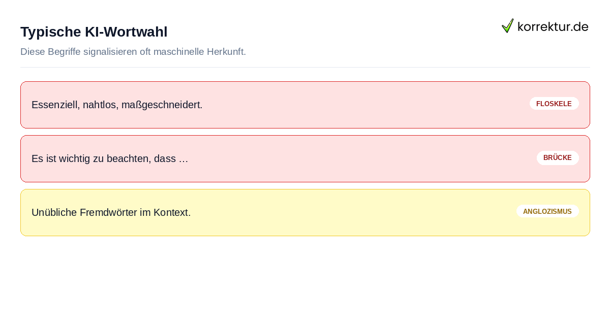 Typische KI-Wortwahl KI-Texte erkennen Merkmale Checkliste mit konkreten Sprachmustern