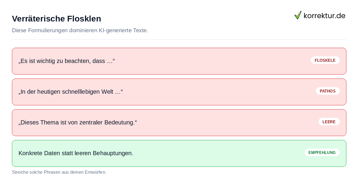 KI-Texte an Stilmerkmalen erkennen anhand typischer Floskeln und Phrasen