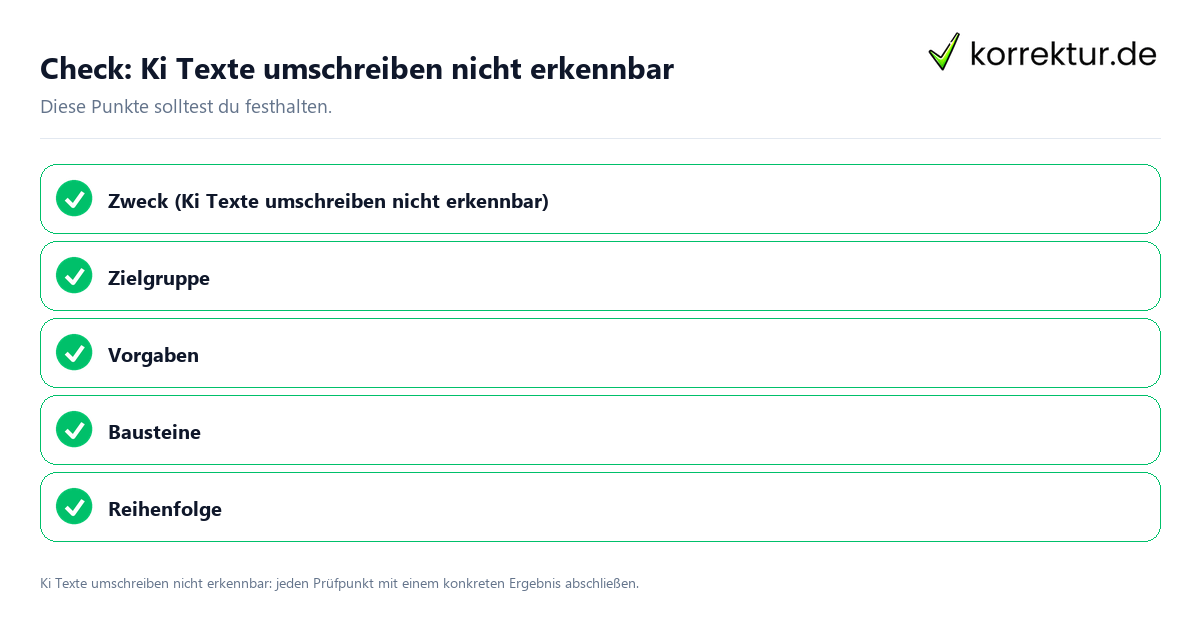 Check: Ki Texte umschreiben nicht erkennbar Ki Texte umschreiben nicht erkennbar mit einer themenspezifischen Checkliste