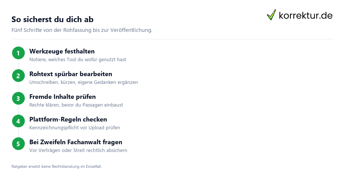 So sicherst du dich ab KI-Texte und Urheberrecht: 5 Schritte zur rechtssicheren Veröffentlichung