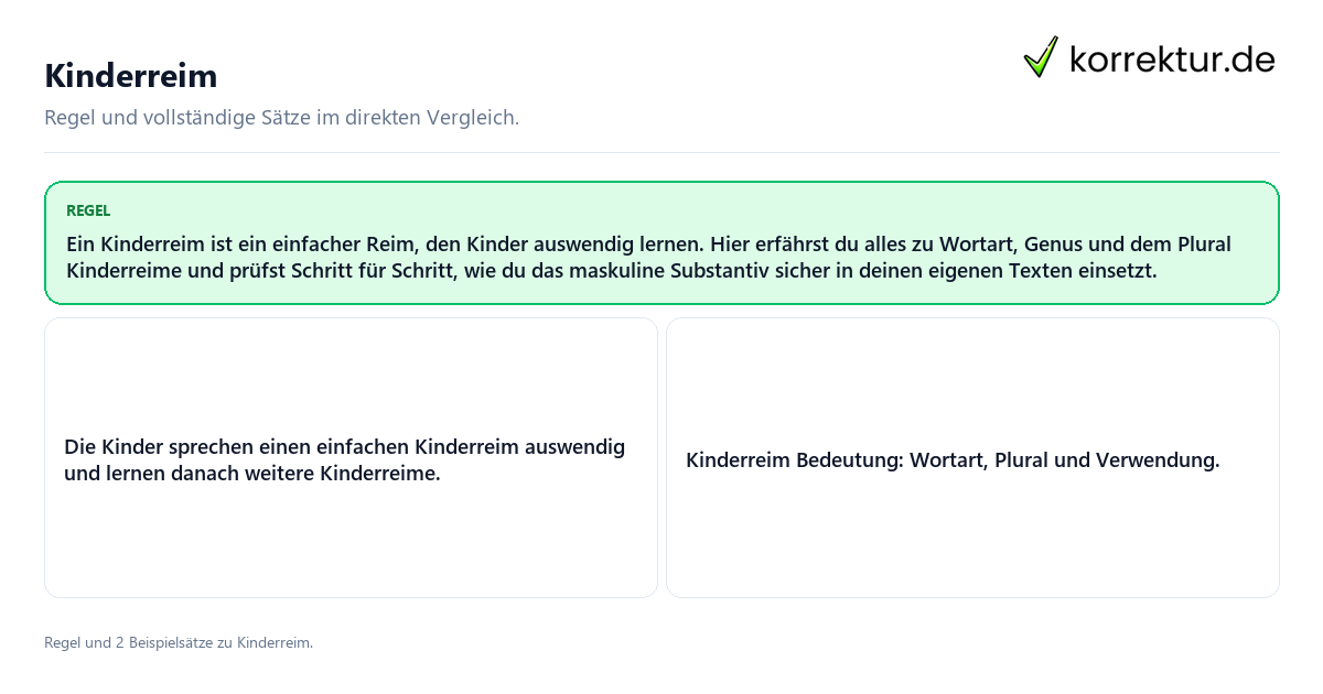Konkrete Regel und vollständige Beispielsätze zu Kinderreim