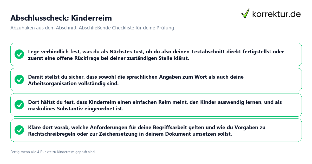 Konkreter Abschlusscheck zu Kinderreim