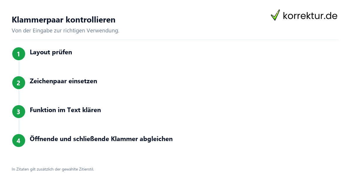 Klammerpaar kontrollieren Eckige Klammern verwenden