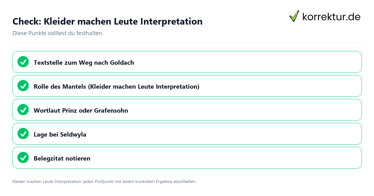 Kleider machen Leute Interpretation mit einer themenspezifischen Checkliste