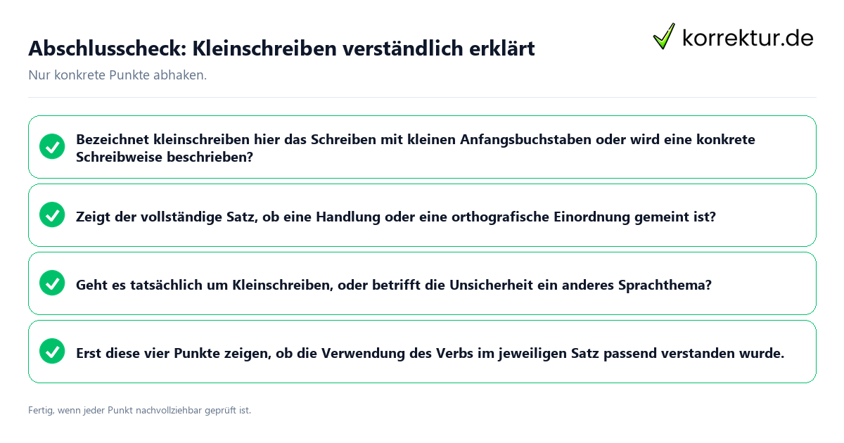 Konkreter Abschlusscheck zu Kleinschreiben verständlich erklärt